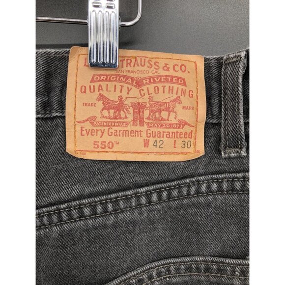 Vintage Levis Men's 550 Relaxed Fit Jeans W42 L30 Black Canada Red Tab Y2k 2001 - Picture 4 of 11